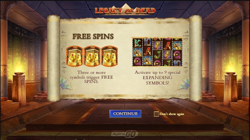 Legacy Of Dead slot game artwork