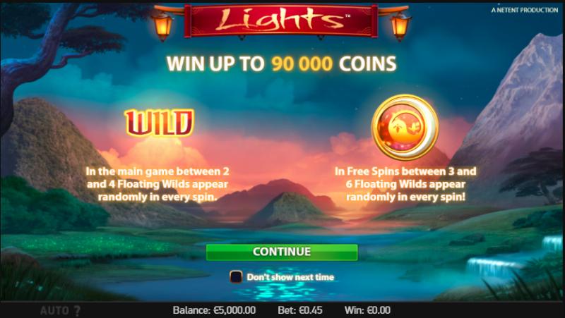 Lights slot game artwork