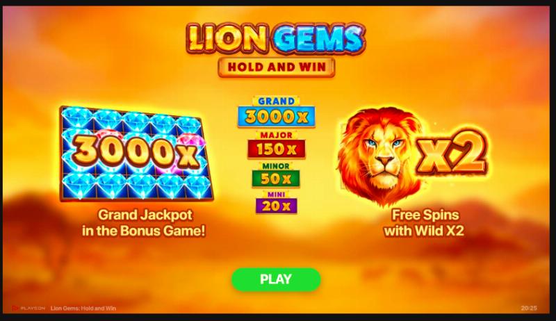 Lion Gems: Hold And Win slot game artwork