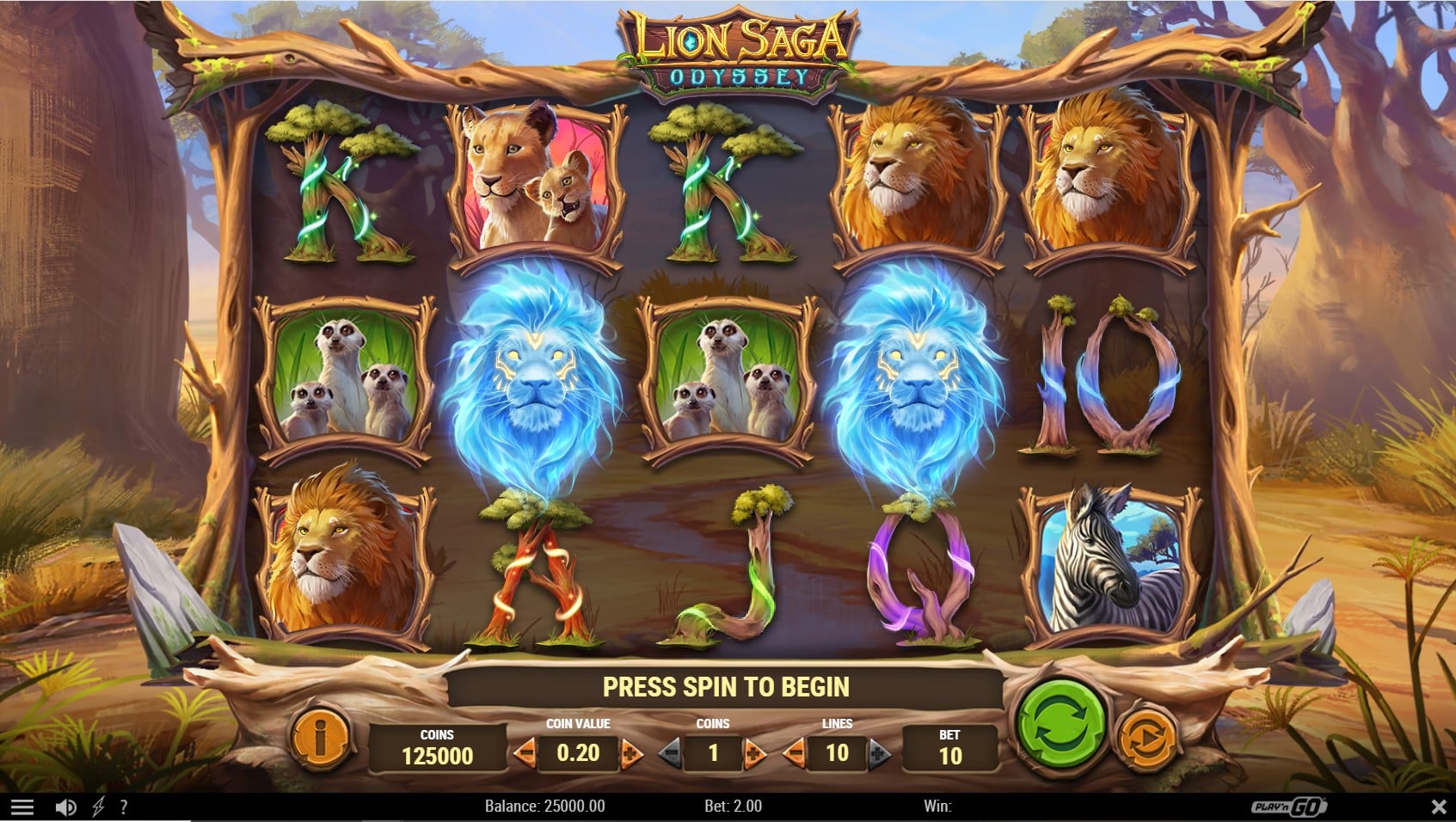 Lion Saga Odyssey slot game artwork