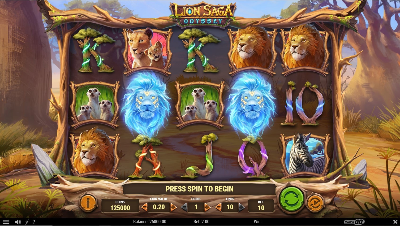 Lion Saga Odyssey slot game artwork