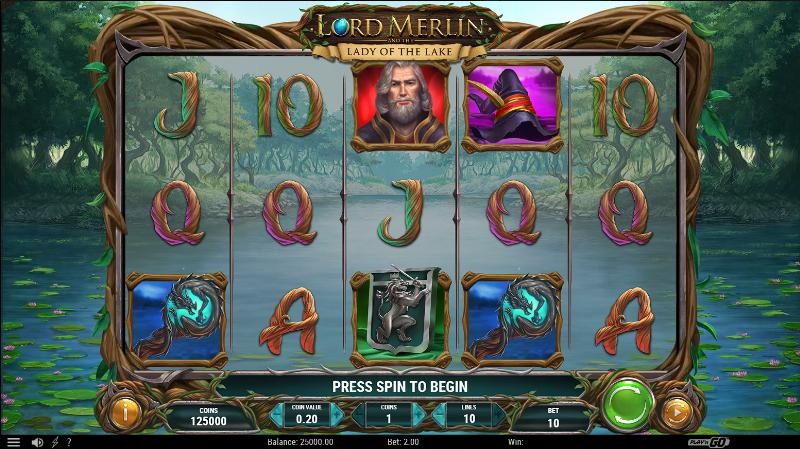 Lord Merlin And The Lady Of The Lake slot game artwork