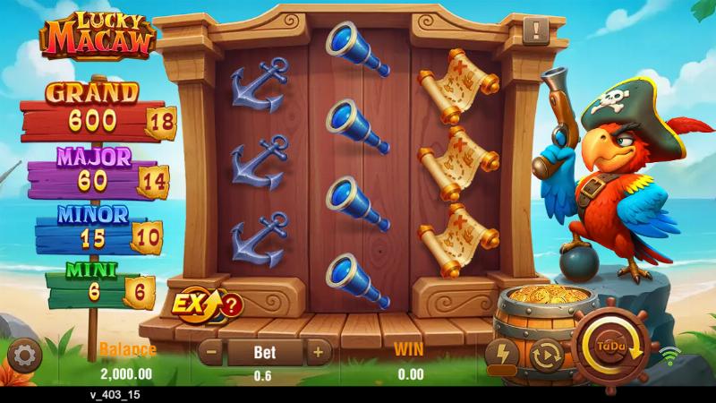 Lucky Macaw slot game artwork
