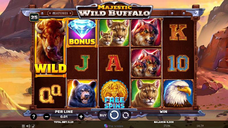 Majestic Wild Buffalo slot game artwork