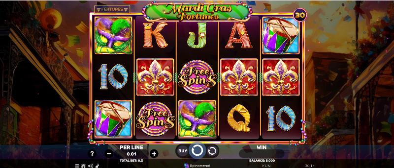 Mardi Gras Fortunes slot game artwork