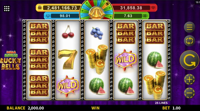 Mega Moolah Lucky Bells slot game artwork