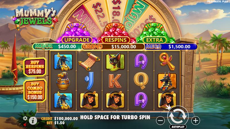 Mummy’s Jewels slot game artwork