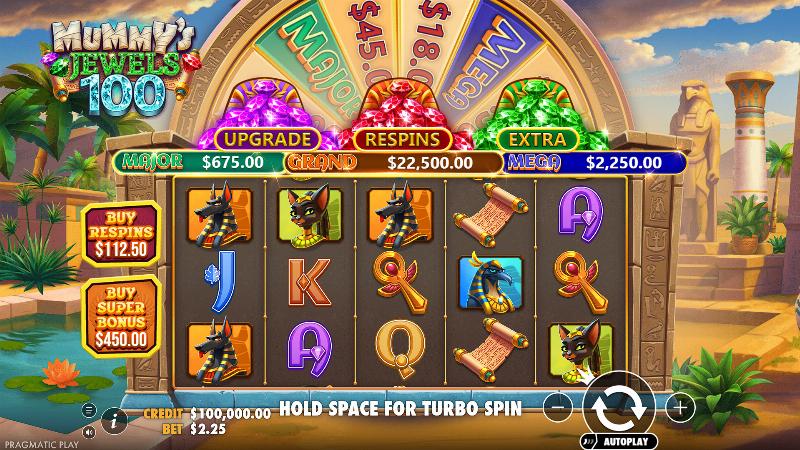 Mummy’s Jewels 100 slot game artwork