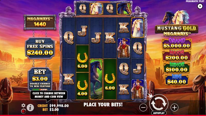Mustang Gold Megaways slot game artwork