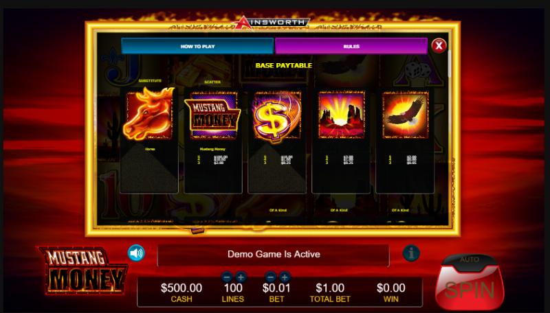 Mustang Money slot game artwork