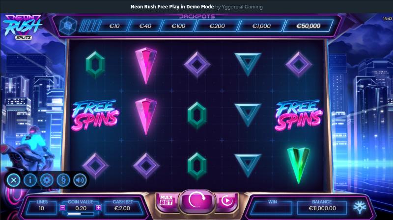 Neon Rush Splitz slot game artwork