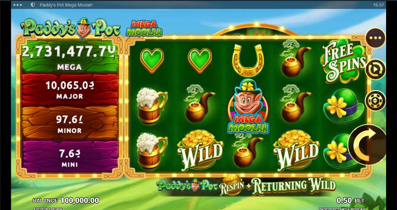 Paddy's Pot Mega Moolah slot game artwork