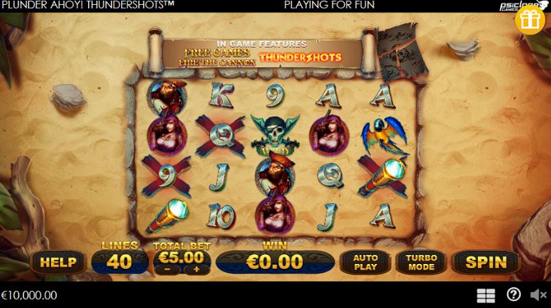 Plunder Ahoy! Thundershots slot game artwork