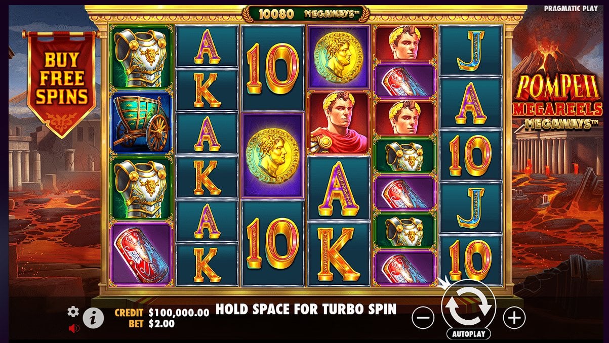 Pompeii Megareels Megaways slot game artwork