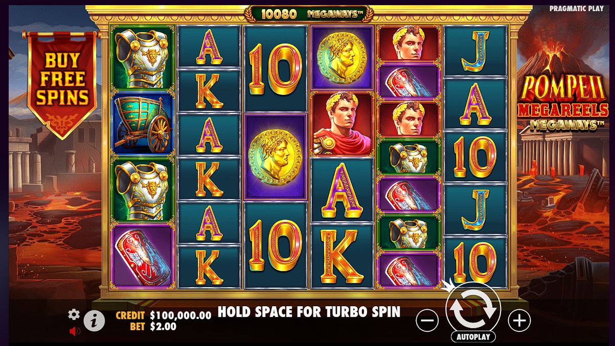 Pompeii Megareels Megaways slot game artwork