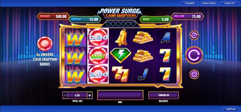Power Surge Cash Eruption slot game artwork