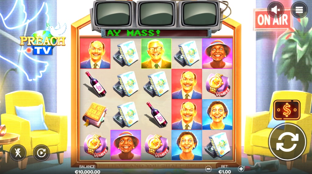 Preach Tv slot game artwork