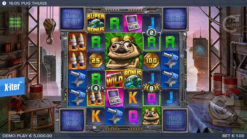 Pug Thugs Of Nitropolis slot game artwork