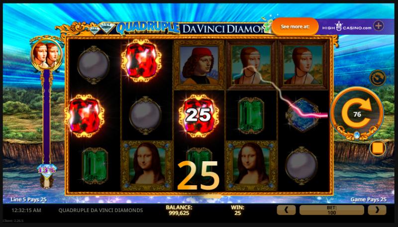Quadruple Da Vinci Diamonds slot game artwork