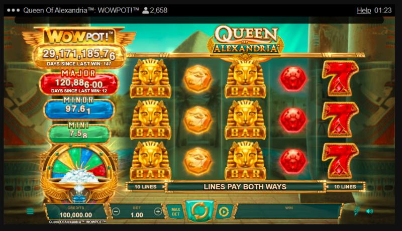 Queen Of Alexandria Wowpot slot game artwork