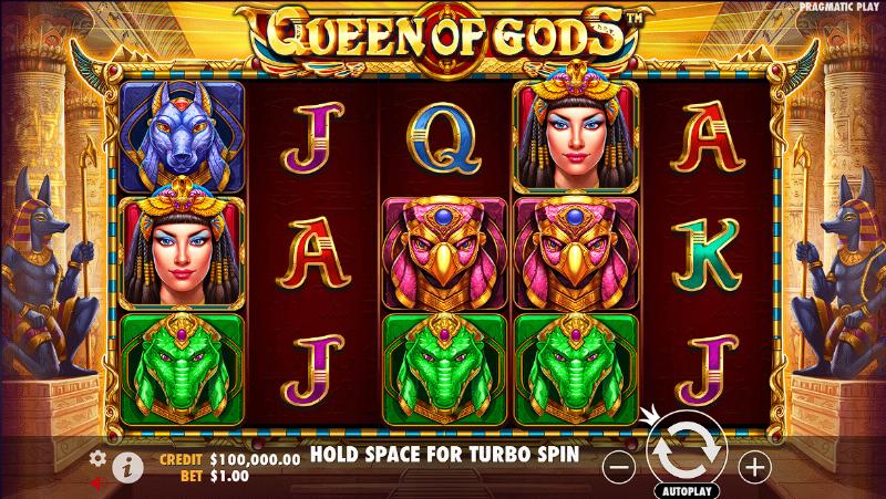 Queen Of Gods slot game artwork