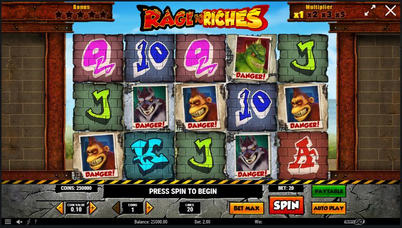 Rage To Riches slot game artwork