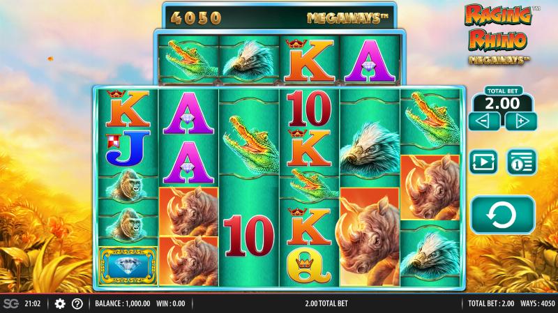 Raging Rhino Megaways slot game artwork