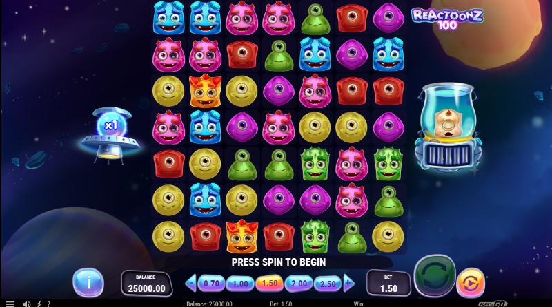 Reactoonz 100 slot game artwork