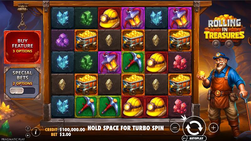 Rolling In Treasures slot game artwork