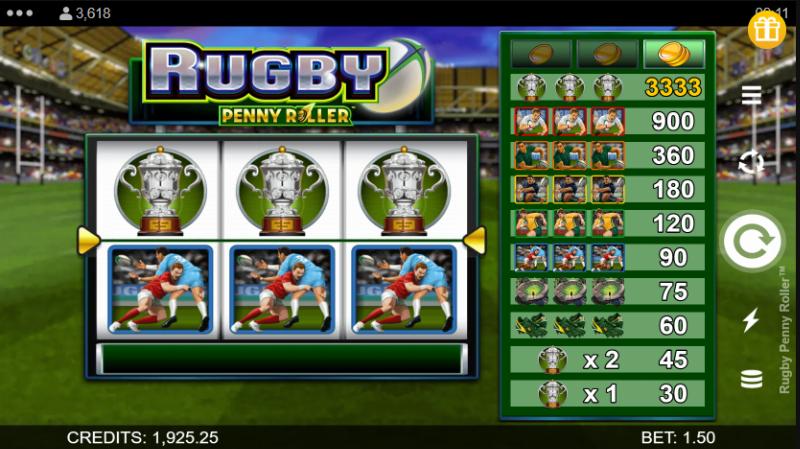 Rugby Penny Roller slot game artwork