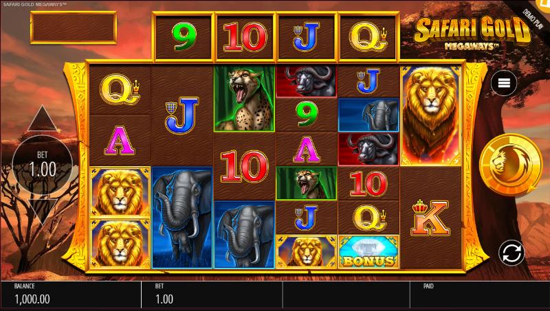 Safari Gold Megaways slot game artwork