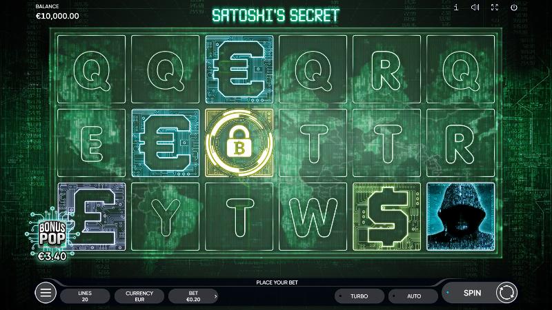 Satoshis Secret slot game artwork