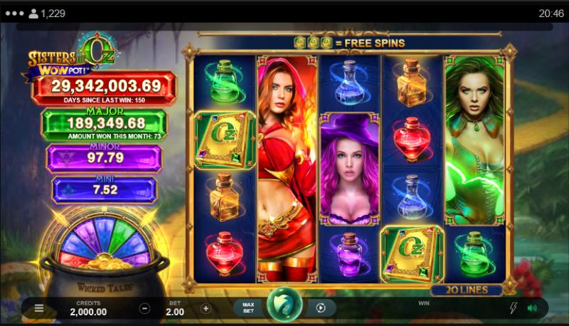 Sisters Of Oz Wowpot slot game artwork