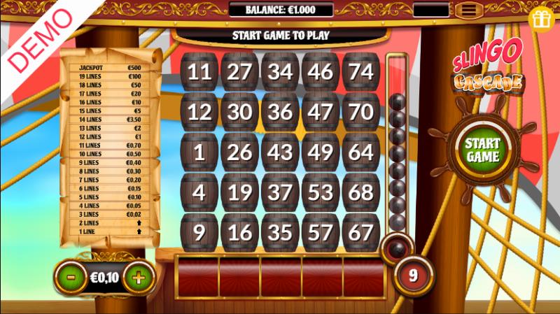 Slingo Cascade slot game artwork