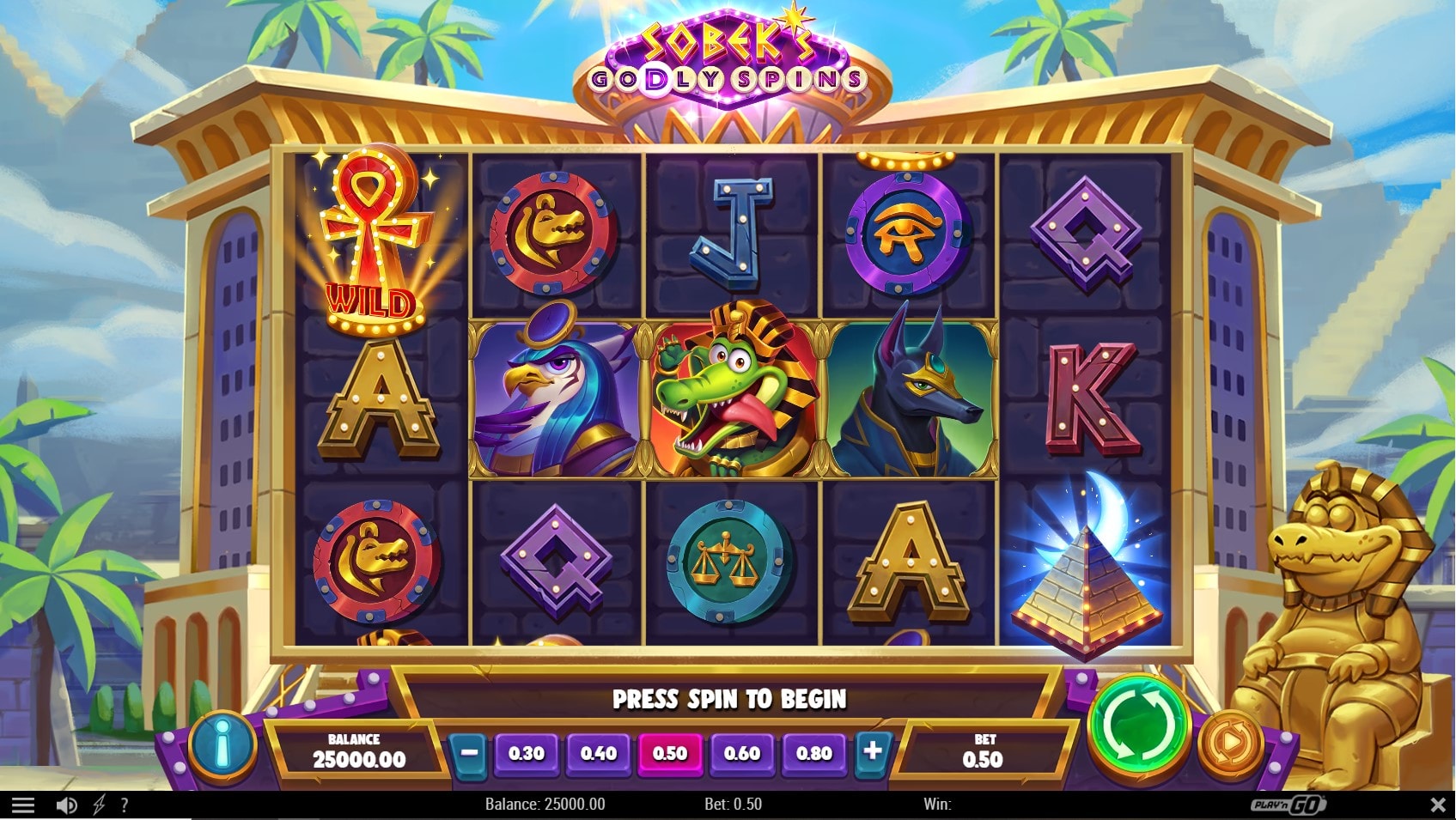 Sobek’s Godly Spins slot game artwork
