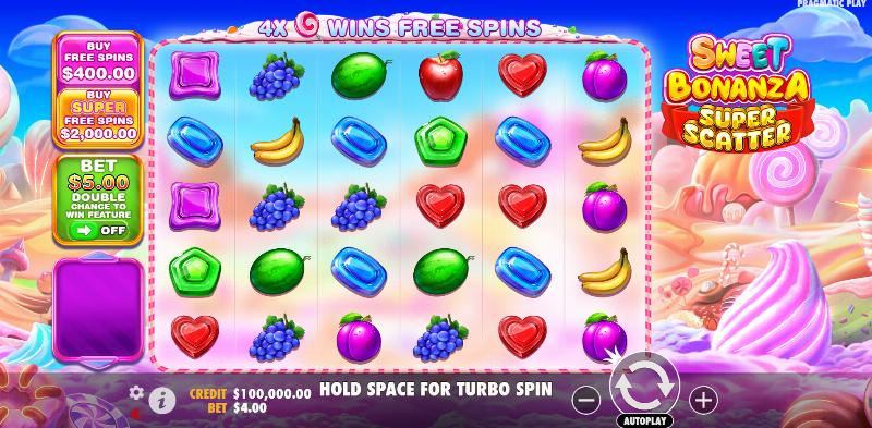 Sweet Bonanza Super Scatter slot game artwork