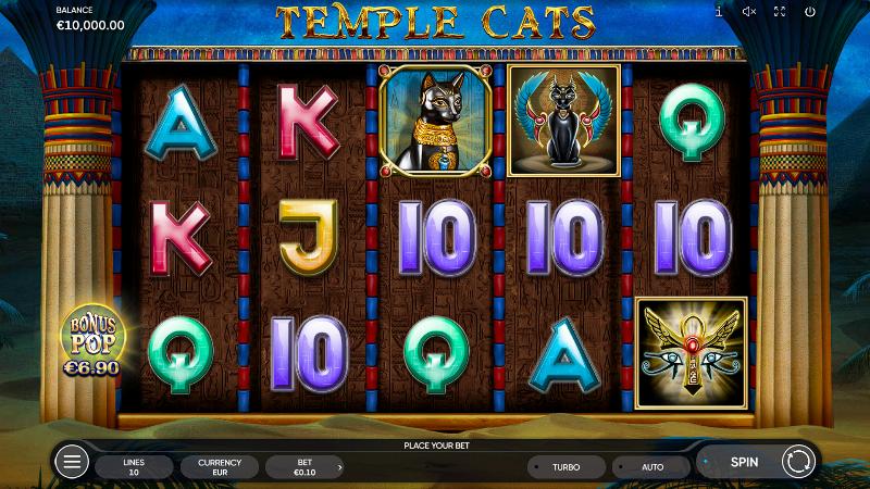 Temple Cats slot game artwork