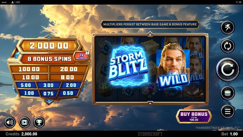 Thunderstruck Stormblitz slot game artwork