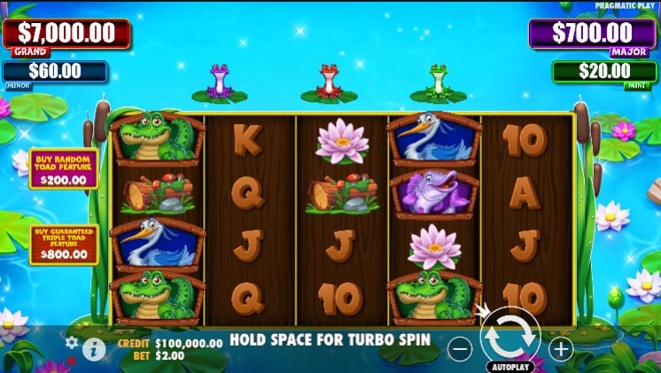 Tiny Toads slot game artwork