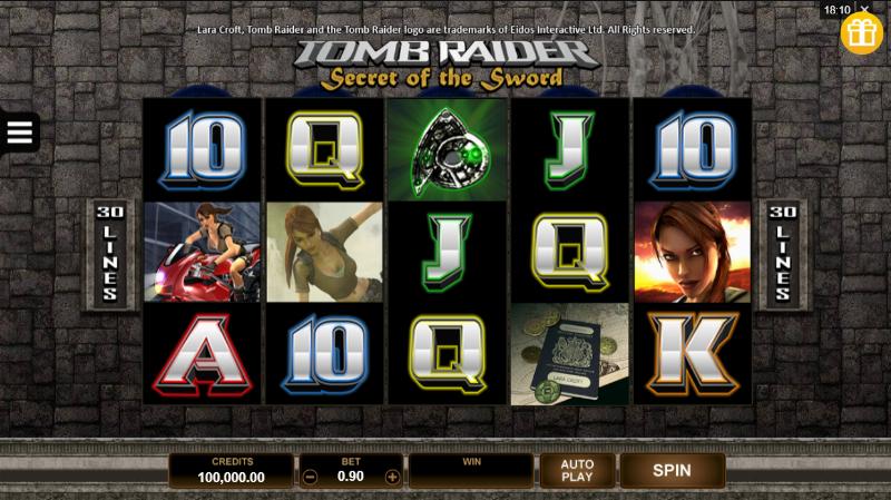 Tomb Raider Secret Of The Sword slot game artwork