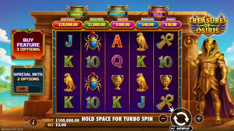 Treasures Of Osiris slot game artwork