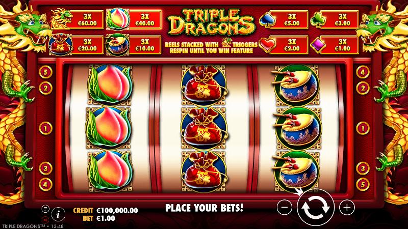 Triple Dragons slot game artwork