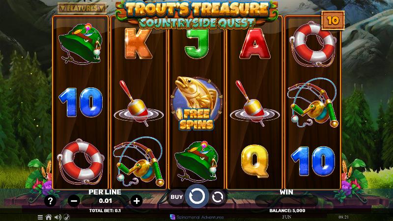 Trout’s Treasure – Countryside Quest slot game artwork