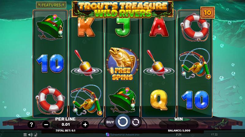 Trout’s Treasure – Wild Rivers slot game artwork