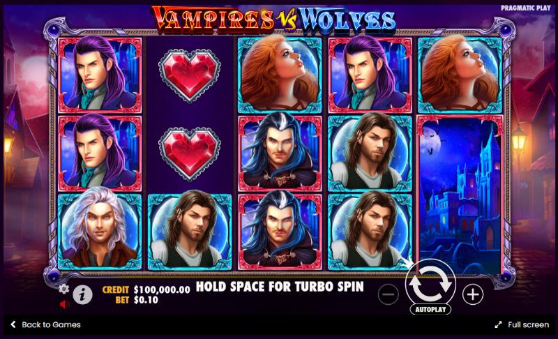 Vampires Vs Wolves slot game artwork