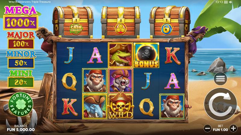 Wild Buccaneers Triple Treasure slot game artwork