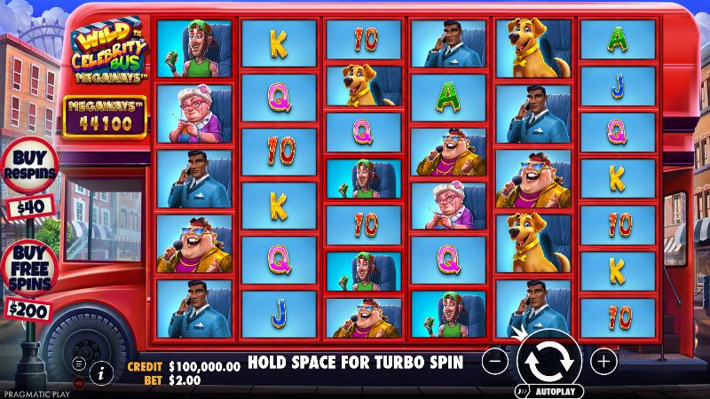 Wild Celebrity Bus Megaways slot game artwork