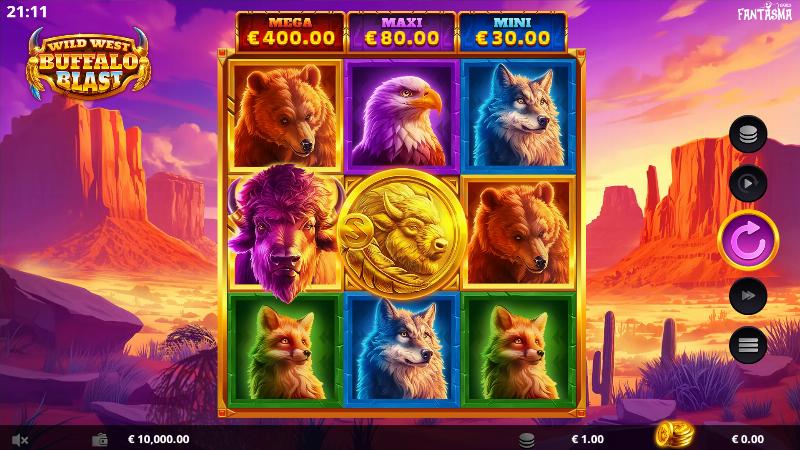 Wild West Buffalo Blast slot game artwork