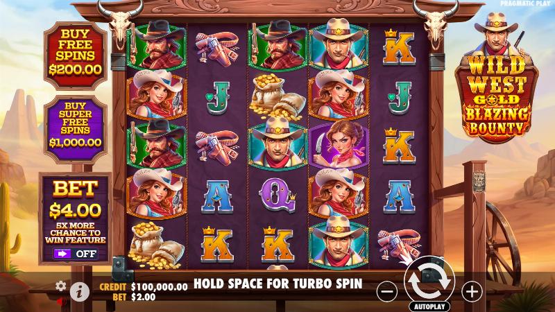 Wild West Gold Blazing Bounty slot game artwork