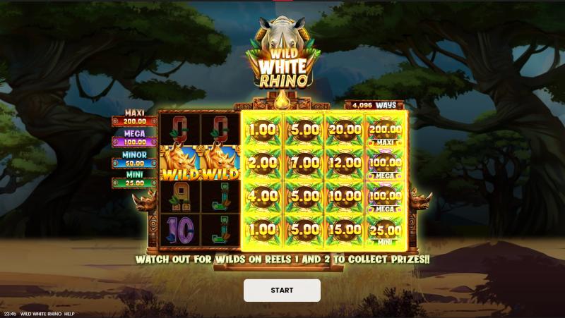 Wild White Rhino slot game artwork